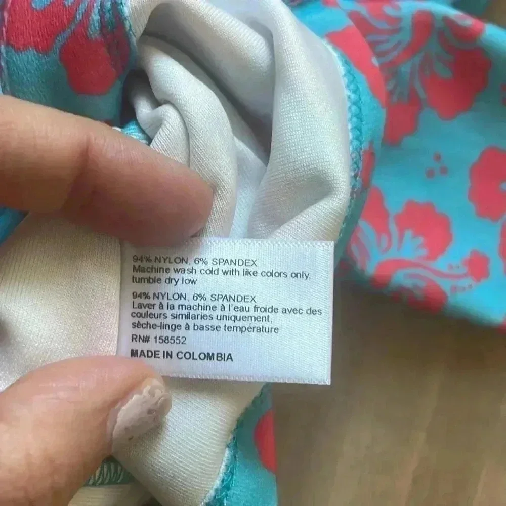 NWT Frankie’s Bikinis Nova Terry Floral Long Sleeve Button Up Blue Magic Sz S